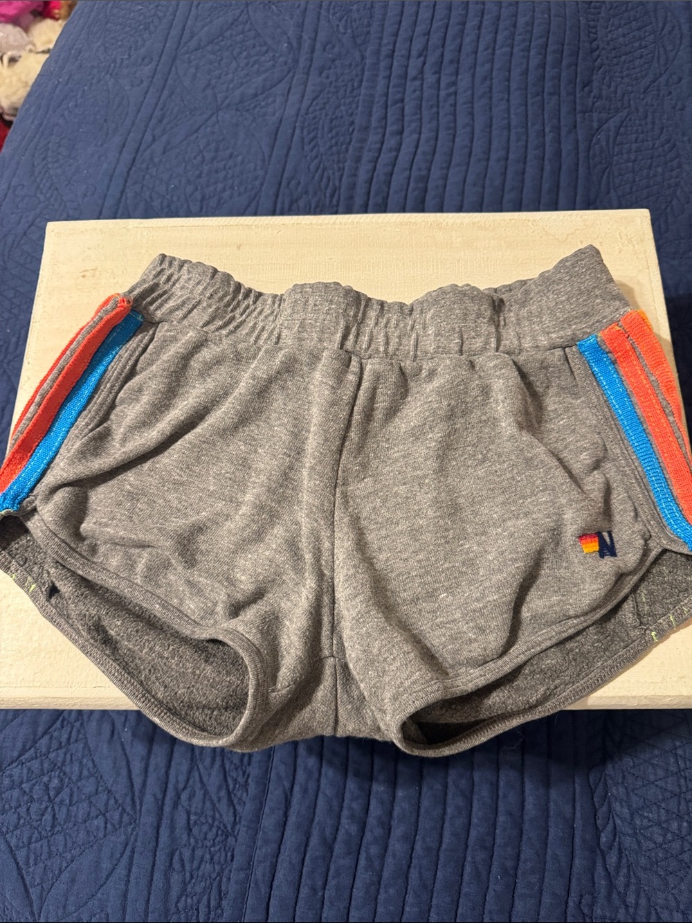 Aviator Nation Gray Women's Athletic Shorts with Color-Trim Side Stripes -Xs
